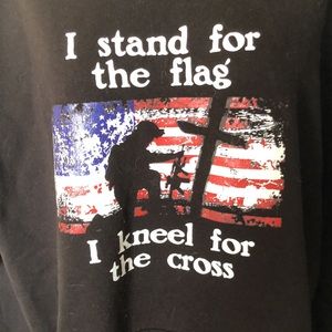 Black Hoodie Sweatshirt “Stand for the Flag, Kneel for the Cross.”  Sz. 2XL